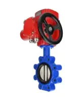 Затвор дисковый поворотный DN.ru WBV1631N-2W-Fb-H Ду150 Ру16 LUG межфланцевый, корпус - чугун QT450, диск - нержавеющая сталь AISI 304, уплотнение - NBR, с электроприводом QT-EX-020M-O2-220VAC-У1 с моментной муфтой и штурвалом