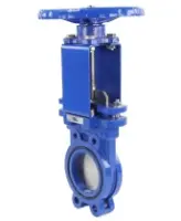 Задвижка шиберная DN.ru GVKR1331N-2W-Fb-S Ду100 Ру10 двусторонняя, межфланцевая, шпиндель - выдвижной, корпус - чугун GGG40, шибер - нержавеющая сталь 304, уплотнение - NBR, управление - штурвал