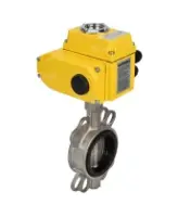 Затвор дисковый поворотный DN.ru WBV3232E-2W-Fb-H Ду300 Ру16, корпус - нержавеющая сталь 316L, диск - нержавеющая сталь 316L, уплотнение - EPDM, с электроприводом DN.ru QT-N-060EM-O1-220VAC-У1 220В