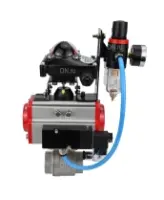 Кран шаровой DN.ru BV3232P(2pc)-FP-T-ISO-H Ду80 Ру40, полнопроходной внутренняя резьба, нержавеющая сталь SS316, уплотнение - PTFE, с пневмоприводом PA-SA-130 с возвратными пружинами, с пневмораспределителем 4M310-08 220В, с БКВ APL-410N EX, с БПВ AFC2000