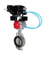 Затвор дисковый поворотный DN.ru WBV3131N-2W-Fb-H Ду150 Ру16, корпус - нержавеющая сталь 304, диск - нержавеющая сталь 304, уплотнение - NBR, с пневмоприводом DN.ru PA-DA-105 и позиционером DN.ru YT-1000RSN без обратной связи