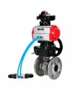 Кран шаровой DN.ru BV3232P(2pc)-FP-F-ISO-H WDVF Ду80 Ру16 полнопроходной, фланцевый, корпус - нержавеющая сталь 316, уплотнение - PTFE, с пневмоприводом PA-DA-105, пневмораспределителем 4V320-08 AC220V, БКВ APL-210N и ручным дублером MON2-450-T28-ISO