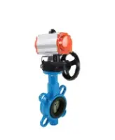 Затвор дисковый поворотный DN.ru WBV1413E-2W-Fb-H Ду150 Ру16, корпус - чугун GGG50, диск - чугун GGG40, уплотнение - EPDM, с пневмоприводом DN.ru PA-DA-105 двойного действия, с ручным дублером MON3-700-T38-ISO