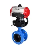 Затвор дисковый поворотный DN.ru WBV1313E-2W-F-H Ду100 Ру16 фланцевый, корпус - чугун GGG40, диск - чугун GGG40, EPDM, с пневмоприводом DN.ru PA-DA-105, пневмораспределителем DN.ru 4M310-08 AC220V и ручным дублером DN.ru MON1-250-T26-ISO