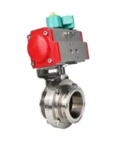 Затвор дисковый поворотный DN.ru WBV3131S-2W-T-H Ду80 Ру10 резьбовой, корпус - пищевая нержавеющая сталь 304, уплотнение - Silicon, с пневмоприводом PA-SA-083 и магнитным переключателем ALS200D