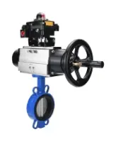 Затвор дисковый поворотный DN.ru WBV3432V-2W-Fb-H Ду150 Ру16, корпус - углеродистая сталь WCB, диск - нержавеющая сталь 316L, уплотнение - Viton, с пневмоприводом PA-DA-105-1 двойного действия, с БКВ APL-410N EX