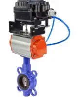 Затвор дисковый поворотный DN.ru WBV1132N-2W-Fb-H Ду125 Ру16, корпус - чугун GG25, диск - нержавеющая сталь 316L, уплотнение - NBR, с пневмоприводом DN.ru PA-SA-140 и с электропневматическим поворотным позиционером YT-1000RSN с обратной связью