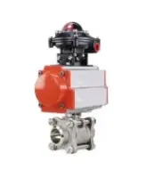 Кран шаровой DN.ru BV3232P(3pc)-FP-W-ISO-H Ду80 Ру25 полнопроходной двухходовой, корпус - нержавеющая сталь SS316, под приварку, уплотнение - PTFE, с пневмоприводом PA-SA-130 и БКВ APL-210N