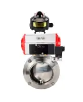 Затвор дисковый поворотный DN.ru WBV3131S-2W-W-H Ду80 Ру10 под приварку, пищевая нержавеющая сталь 304, уплотнение – Silicon, с пневмоприводом DN.ru PA-SA-083, пневмораспределителем DN.ru 4M310-08 AC220V и БКВ DN.ru APL-510N EX