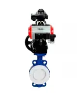 Затвор дисковый поворотный DN.ru WBV3434Pf-2W-Fb-R Ду250 Ру16 корпус - углеродистая сталь WCB, диск - углеродистая сталь WCB, футерованный PTFE, уплотнение - PTFE, с PA-DA-130, пневмораспределителем 4M310-08 AC220V, БКВ APL-210N и MON3-700-T38-ISO