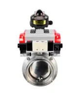 Затвор дисковый поворотный DN.ru WBV3131S-2W-T-H Ду65 Ру10, резьбовой, пищевая нержавеющая сталь 304, уплотнение - Silicon, с пневмоприводом PA-DA-065, пневмораспределителем 4M320-10 AC220V и БКВ APL-510N EX