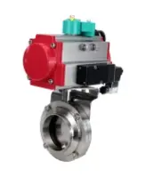 Затвор дисковый поворотный DN.ru WBV3131S-2W-W-H Ду80 Ру10 под приварку, пищевая нержавеющая сталь 304, уплотнение - Silicon, с пневмоприводом PA-DA-052, пневмораспределителем 4M310-08 AC220V и магнитным переключателем ALS200D