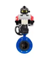 Затвор дисковый поворотный DN.ru WBV1331E-2W-F-H Ду200 Ру16 фланцевый, корпус - чугун GGG40, диск - нержавеющая сталь 304, EPDM, с пневмоприводом DN.ru PA-DA-140, пневмораспределителем 4V320-08 AC220V, БКВ APL-510N EX и ручным дублером MON4-1200-T54-ISO