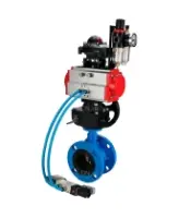Затвор дисковый поворотный DN.ru WBV1313E-2W-F-H Ду100 Ру16, корпус - чугун GGG40, диск - чугун GGG40, уплотнение - EPDM, с пневмоприводом PA-DA-105, пневмораспределителем 4M320-08 AC220V, ручным дублером MON1-250-T26-ISO, БКВ APL-210N и БПВ AFC2000