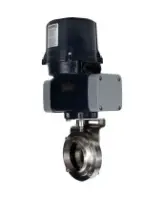 Затвор дисковый поворотный DN.ru WBV3131S-2W-C-H Ду100 Ру10 кламповый, корпус - пищевая нерж. сталь AISI 304, диск - нерж. сталь AISI 304, уплотнение - Silicon, с электроприводом четвертьоборотным DN.ru QTSA-N-003EM-O0-220VAC с пружинным возвратом