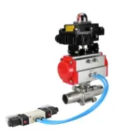 Кран шаровой DN.ru BV3232P(3pc)-FP-W-ISO-H LONG Ду80 Ру25 полнопроходной, корпус - нержавеющая сталь 316, уплотнение - PTFE, под приварку, с пневмоприводом PA-DA-083, пневмораспределителем 4V320-08 AC220V и БКВ APL-410N EX
