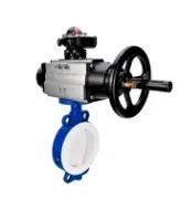 Затвор дисковый поворотный DN.ru WBV3434Pf-2W-Fb-R Ду200 Ру16, корпус - углеродистая сталь WCB, диск - углеродистая сталь WCB, футерованный PTFE, уплотнение - PTFE, с пневмоприводом PA-DA-105-1 и БКВ APL-210N