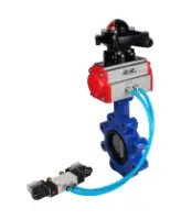 Затвор дисковый поворотный DN.ru WBV1631N-2W-Fb-H Ду150 Ру16 LUG, корпус - чугун QT450, диск - нержавеющая сталь 304, уплотнение - NBR, с пневмоприводом PA-DA-105, пневмораспределителем 4M320-08 AC220V и БКВ APL-210N