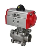 Кран шаровой DN.ru BV3232P(3pc)-FP-W-ISO-H Ду80 Ру25 полнопроходной двухходовой, корпус - нержавеющая сталь SS316, под приварку, уплотнение - PTFE, с пневмоприводом PA-DA-105 двойного действия