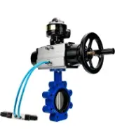 Затвор дисковый поворотный DN.ru WBV1631N-2W-Fb-H Ду150 Ру16 LUG, корпус - чугун QT450, диск - нержавеющая сталь 304, уплотнение - NBR, с пневмоприводом PA-DA-105-1, пневмораспределителем 4M320-10 AC220V и БКВ APL-510N EX