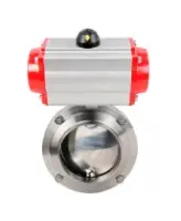 Затвор дисковый поворотный DN.ru WBV3131S-2W-W-H Ду80 Ру10 под приварку, пищевая нержавеющая сталь 304, уплотнение – Silicon, с пневмоприводом DN.ru PA-SA-083 с возвратными пружинами