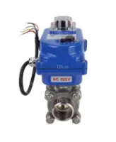 Кран шаровой DN.ru BV3232P(3pc)-FP-W-ISO-H Ду20 Ру63 полнопроходной двухходовой, нержавеющая сталь SS316, под приварку, уплотнение - PTFE, с 1/4-оборотным электроприводом DN.ru QT-N-003EM-O1-12VDC-У1 blue
