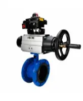 Затвор дисковый поворотный DN.ru WBV1331E-2W-F-H Ду50 Ру16 фланцевый, корпус - чугун GGG40, диск - нержавеющая сталь 304, уплотнение - EPDM, с пневмоприводом DN.ru PA-DA-105-1 и БКВ APL-410N EX