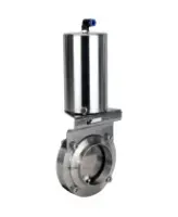 Затвор дисковый поворотный DN.ru WBV3131S-2W-W-H Ду80 Ру10 под приварку, пищевая нержавеющая сталь 304, уплотнение – Silicon, с пневмоприводом DN.ru PA-SA-85 с возвратными пружинами
