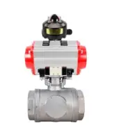 Кран шаровой DN.ru BV3232P(4pc)-SP-3WL-T-ISO-H WDVF Ду40 Ру63 стандартнопроходной, 3-ходовой L-тип, внутренняя резьба, нержавеющая сталь AISI 316, PTFE, с пневмоприводом PA-SA-130, пневмораспределителем 4M320-08 AC220V и БКВ APL-510N EX