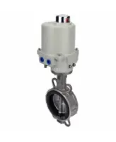 Затвор дисковый поворотный DN.ru WBV3131V-2W-Fb Ду50 Ру16, корпус - нержавеющая сталь 304, диск - нержавеющая сталь 304, уплотнение - VITON, с электроприводом ГЗ-ОФ-45/11-К 220В
