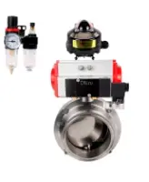 Затвор дисковый поворотный кламповый DN.ru WBV3131S-2W-C-H Ду50 Ру10 корпус - пищевая нержавеющая сталь 304, уплотнение – Silicon, с пневмоприводом DN.ru PA-DA-052, пневмораспределителем DN.ru 4M310-08 DC24V, БКВ DN.ru APL-510N EX и БПВ DN.ru AFC2000