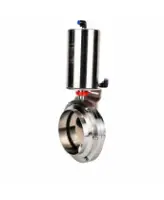 Затвор дисковый поворотный DN.ru WBV3131E-2W-W-H Ду125 Ру10, пищевая нержавеющая сталь 304, уплотнение - EPDM, под приварку, с пневмоприводом DN.ru PA-DA-108 двойного действия