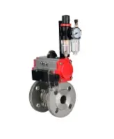 Кран шаровой DN.ru BV3232P(2pc)-FP-F-ISO-H Ду80 Ру16 полнопроходной двухходовой, нержавеющая сталь 316, фланцевый, уплотнение - PTFE, с пневмоприводом PA-SA-130, пневмораспределителем 4M310-08 DC24V и БПВ AFC2000