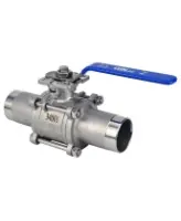 Кран шаровой DN.ru BV3232P(3pc)-FP-W-ISO-H LONG Ду80 Ру25 полнопроходной, трехсоставной, корпус - нержавеющая сталь 316, уплотнение - PTFE, под приварку, с рукояткой