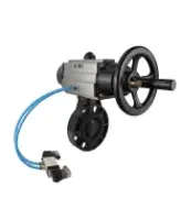 Затвор дисковый поворотный DN.ru WBV4242E-2W-Fb-ISO Дн80 Ру10 межфланцевый, корпус - НПВХ, диск - НПВХ, уплотнение - EPDM, с пневмоприводом PA-DA-105-1 и пневмораспределителем 4V320-08 AC220V