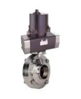 Затвор дисковый поворотный DN.ru WBV3131S-2W-W-H Ду80 Ру10 под приварку, корпус - пищевая нерж. сталь AISI 304, диск - нерж. сталь AISI 304, уплотнение - Silicon, с электроприводом четвертьоборотным DN.ru QTSA-N-003EM-O0-220VAC с пружинным возвратом