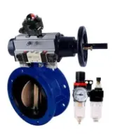 Затвор дисковый поворотный DN.ru WBV1331E-2W-F-H Ду50 Ру16, фланцевый, корпус - чугун GGG40, диск - нержавеющая сталь 304, уплотнение - EPDM, с пневмоприводом PA-DA-105-1, с пневмораспределителем 4V320-08 AC220V, БКВ APL-210N, БПВ AFC2000