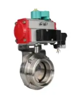 Затвор дисковый поворотный DN.ru WBV3131E-2W-T-H Ду50 Ру10 резьбовой, корпус - пищевая нержавеющая сталь 304, уплотнение - EPDM, с пневмоприводом PA-SA-065, пневмораспределителем 4M310-08 220В NAMUR и магнитным переключателем ALS200D