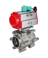 Кран шаровой DN.ru BV3232P(3pc)-FP-SW-ISO-H Ду100 Ру63 полнопроходной, корпус - нержавеющая сталь SS316, под приварку, с пневмоприводом PA-DA-105, магнитным переключателем ALS200D