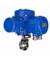 Затвор дисковый поворотный DN.ru WBV3131E-2W-C-H Ду50 Ру10 кламповый, корпус - пищевая нержавеющая сталь 304, уплотнение - EPDM, с электроприводом QT-N-005M-O2-220VAC-У1 с моментной муфтой и штурвалом