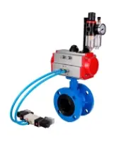 Затвор дисковый поворотный DN.ru WBV1313E-2W-F-H Ду100 Ру16, корпус - чугун GGG40, диск - чугун GGG40, уплотнение - EPDM, с пневмоприводом PA-DA-105, пневмораспределителем 4M320-08 AC220V и БПВ AFC2000