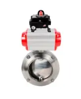 Затвор дисковый поворотный DN.ru WBV3131S-2W-W-H Ду80 Ру10 под приварку, пищевая нержавеющая сталь 304, уплотнение – Silicon, с пневмоприводом DN.ru PA-SA-083 и БКВ DN.ru APL-410N EX