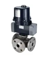 Кран шаровой DN.ru BV3232P(4pc)-FP-3WL-F-ISO-H Ду100 Ру16 полнопроходной трехходовой, фланцевый, корпус - нержавеющая сталь SS316, уплотнение - PTFE, с электроприводом четвертьоборотным DN.ru QTSA-N-020EM-O0-220VAC с пружинным возвратом