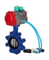 Затвор дисковый поворотный DN.ru WBV1631N-2W-Fb-H Ду150 Ру16 LUG корпус - чугун QT450, диск - нержавеющая сталь 304, уплотнение - NBR, с пневмоприводом PA-DA-105, пневмораспределителем 4V320-08 AC220V и магнитным переключателем ALS200D