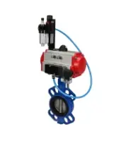Затвор дисковый поворотный DN.ru WBV1413E-2W-Fb-H Ду100 Ру16, корпус - чугун GGG50, диск - чугун GGG40, уплотнение - EPDM, с пневмоприводом DN.ru PA-DA-083 двойного действия, пневмораспределителем 4M310-08 AC220V, БПВ AFC2000