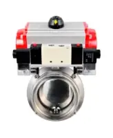 Затвор дисковый поворотный DN.ru WBV3131S-2W-T-H Ду65 Ру10, резьбовой, пищевая нержавеющая сталь 304, уплотнение - Silicon, с пневмоприводом PA-SA-083 и пневмораспределителем 4M320-08 AC220V