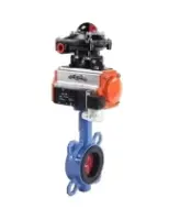 Затвор дисковый поворотный DN.ru WBV1413E-2W-Fb-H Ду125 Ру16, корпус - чугун GGG50, диск - чугун GGG40, уплотнение - EPDM, с пневмоприводом PA-DA-105, пневмораспределителем 4M310-08 AC220V и БКВ APL-410N EX