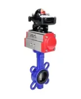 Затвор дисковый поворотный для абразивных сред DN.ru WBV1632E-2W-Fb-H Ду65 Ру16, корпус - чугун QT450, диск - нержавеющая сталь 316L, уплотнение - EPDM, межфланцевый, с пневмоприводом DN.ru PA-DA-052, БКВ DN.ru APL-210N