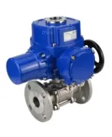 Кран шаровой DN.ru BV3131P(3pc)-FP-F-ISO-H Ду15 Ру40 трехсоставный из нержавеющей стали SS304, фланцевый, уплотнение - PTFE, полнопроходной, с 1/4-оборотным электроприводом DN.ru QT-N-005M-O2-380VAC-У1