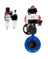 Затвор дисковый поворотный DN.ru WBV1331E-2W-F-H Ду200 Ру16 фланцевый, чугун GGG40/нержавеющая сталь 304, EPDM, с пневмоприводом DN.ru PA-DA-140, пневмораспределителем 4M310-08 AC220V, БКВ APL-410N EX, ручным дублером MON4-1200-T54-ISO и БПВ AFC2000